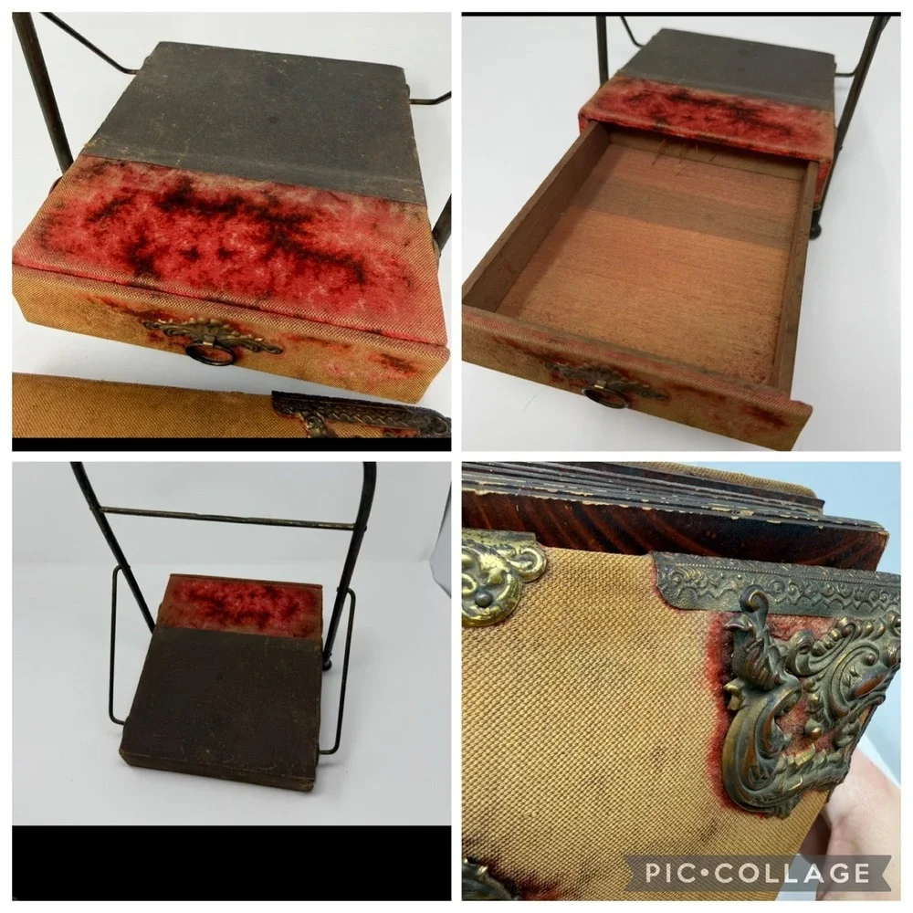 Victorian Standing Cabinet Card Photo Album Antique velvet heart mirror album